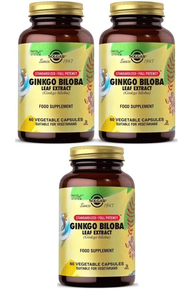 Solgar Ginkgo Biloba Leaf Extract 60 Kapsül 3 Adet ürün görseli 1