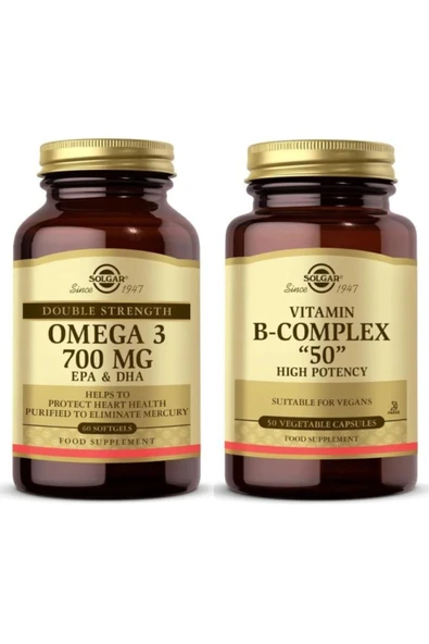 Solgar Omega 3 700 Mg 60 Softgel-Solgar Vitamin B-Complex 50mg 50 Kapsül ürün görseli 1