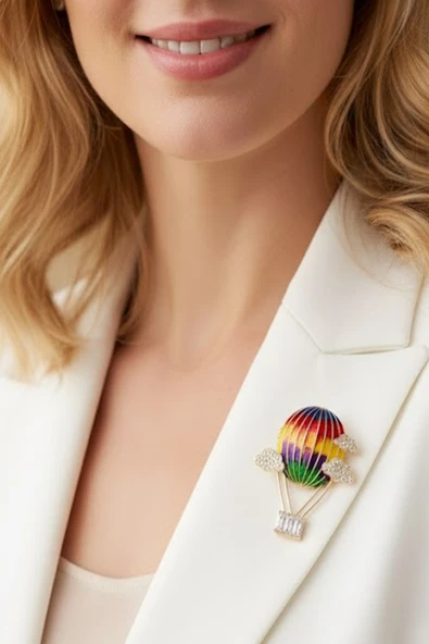 Caş Dekorasyon Karışık Renk Uçan Balon Model Broş ürün görseli 1