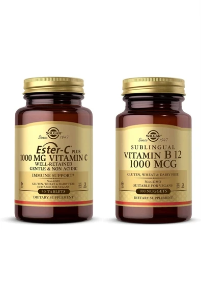 Solgar Ester-C Plus 1000mg 30 Tablet + Vitamin B12 1000 Mcg 100 Tablet ürün görseli 1