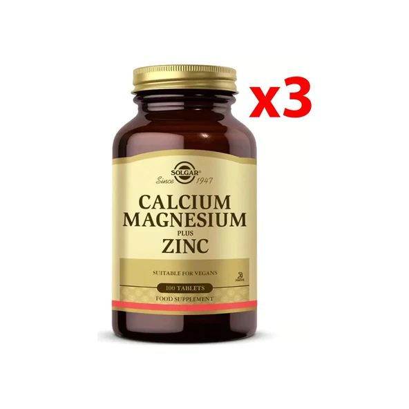 Solgar Calcium Magnesium Plus Zinc 100 Tablet 3 Adet ürün görseli 1
