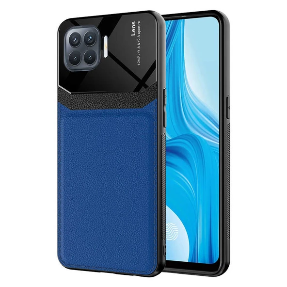 Oppo Reno 4 Lite Kılıf Deri Görünümlü Tasarım Sert Arka Kapak ürün görseli 1
