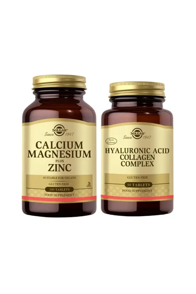 Solgar Calcium Magnesium Plus Zinc 100 Tablet + Hyaluronic Acid Collagen Complex 30 Tablet ürün görseli 1
