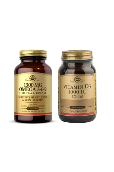 Solgar Efa 1300 Mg Omega 3-6-9 60 Softgel+ Vitamin D3 1000ıu 100 Kapsül ürün görseli 1