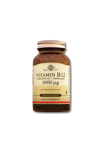 Solgar Vitamin B12 Dilaltı-Çiğnenebilir Tablet 1000ug 1 kutu (100 tablet) ürün görseli 1