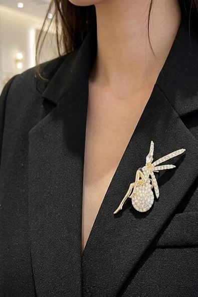Caş Dekorasyon Altın Renk Peri Model Broş ürün görseli 1