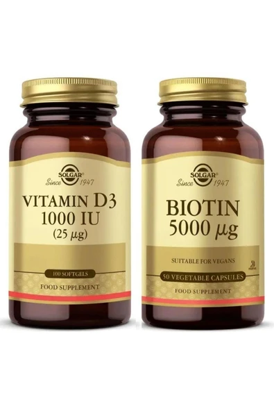 Solgar Biotin 5000 Mcg 50 Kapsül + Vitamin D3 ürün görseli 1