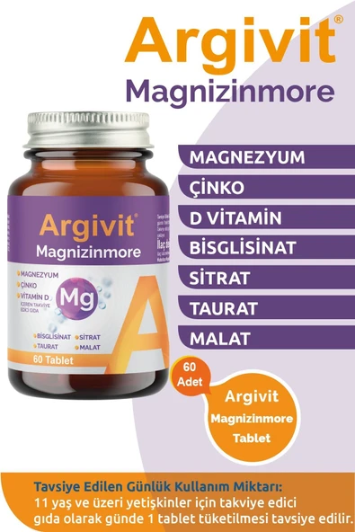 Argivit Magnizinmore  60 Tablet - Resim 3