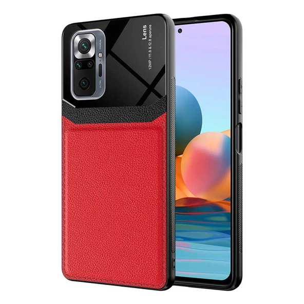 Redmi Note 10 Pro Kılıf Deri Görünümlü Tasarım Sert Arka Kapak ürün görseli 1