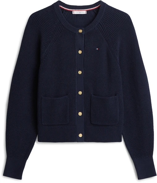 Tommy Hilfiger   CO CARDI STITCH C-NK LS CARDI Kadın Mavi Hırka - WW0WW48795 ürün görseli 1
