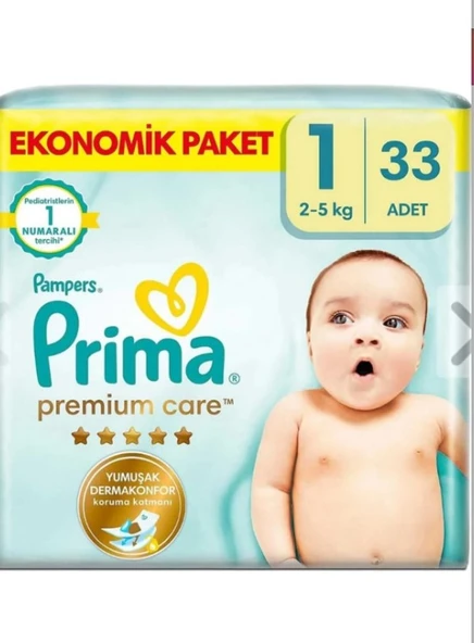 Prima Bebek Bezi Premium Care 1 Beden Yenidoğan 33'lü ürün görseli 1