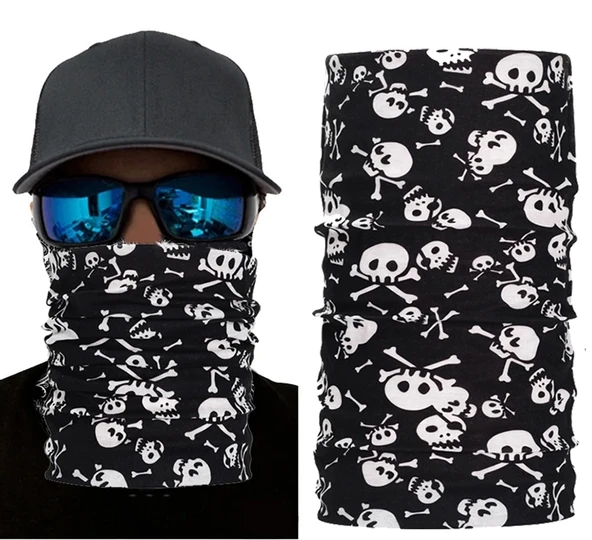 Siyah Renk Üzeri Beyaz Kemik Kafatası İskelet Baskılı Baf Buff Bandana 30x48 Cm ürün görseli 1