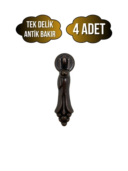 Nobel Üzümlü Sarkaç Dolap Kulpu Mobilya Tekli Sarkaç Düğme(ANTİK BAKIR)(TEK DELİK) Antik Bakır Tek Delik TEK DELİK - 4 ADET ürün görseli 1