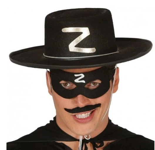 Z Logolu Yetişkin Zorro Şapkası Ve Zorro Maskesi ürün görseli 1