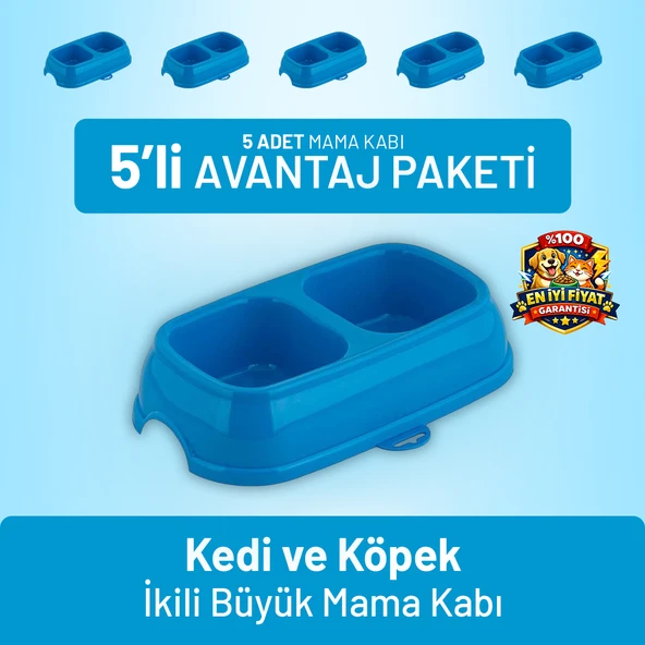 Kedi ve Köpek İkili Büyük Mama Kabı - 5 Adet ürün görseli 1