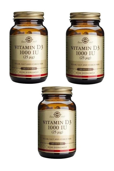Solgar Vitamin D3 1000ıu 100 Kapsül 3 Adet ürün görseli 1