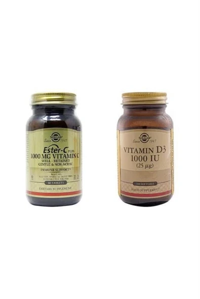 Solgar D3 1000 Iu 100 Kapsül & Ester C 1000 Mg 60 Tb ürün görseli 1