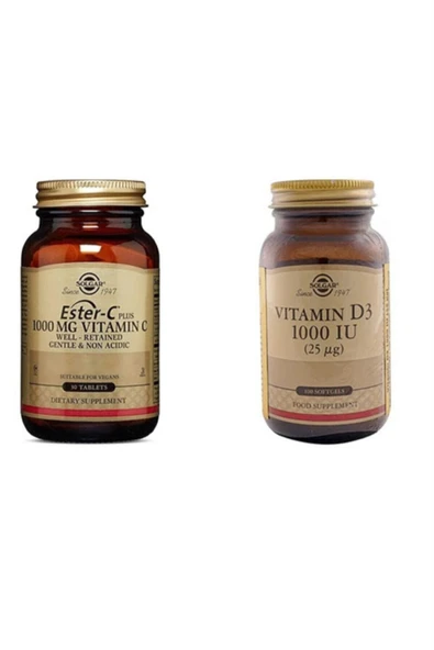 Solgar Ester-C Plus 1000mg 30 Tablet + Vitamin D3 1000 100 Tablet ürün görseli 1