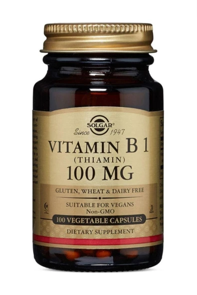 Solgar Vitamin B1 Thiamin 100 mg 100 Vegetable Kapsül - Resim 4