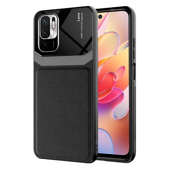 Redmi Note 10S Kılıf Deri Görünümlü Tasarım Sert Arka Kapak ürün görseli 1