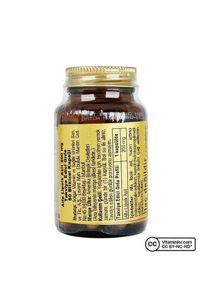 Solgar Alpha Lipoic Acid 200 mg 50 Kapsül - Resim 3