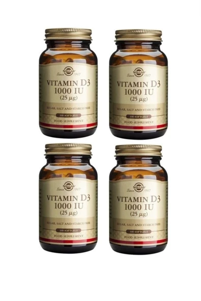 Solgar Vitamin D3 1000ıu 100 Kapsül 4 Adet ürün görseli 1