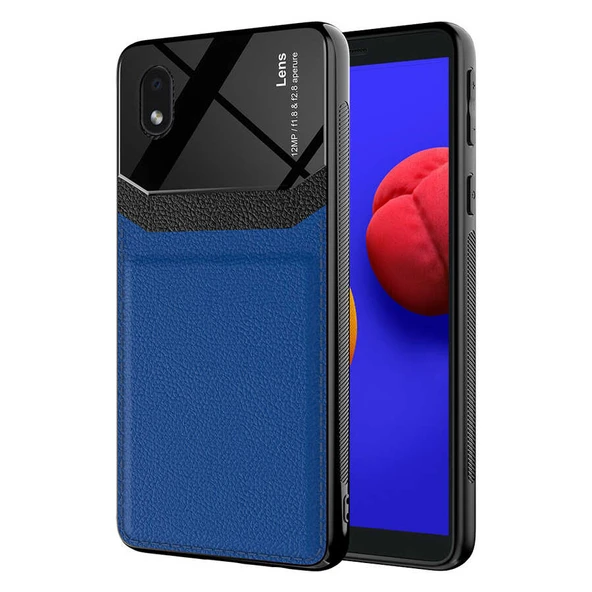 Galaxy A01 Core Kılıf Deri Görünümlü Tasarım Sert Arka Kapak ürün görseli 1