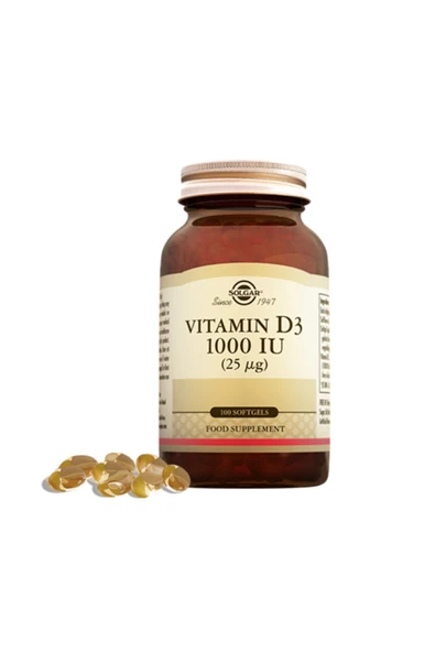 Solgar Vitamin D3 1000 Iu 25 Mg (100 Kapsül) ürün görseli 1