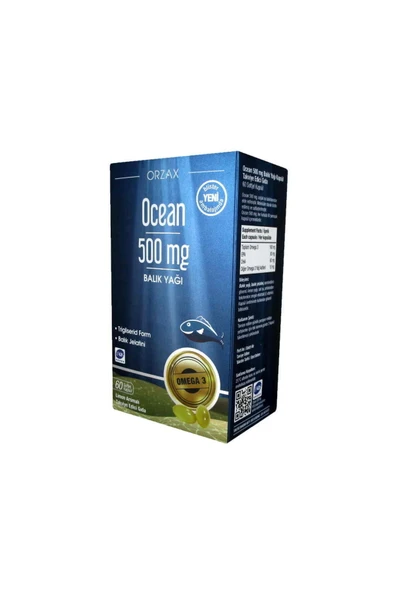 Ocean Omega-3 Balık Yağı 500 mg 60 Kapsül Saf Balık Yağı İçeren Takviye Edici Gıda ürün görseli 1