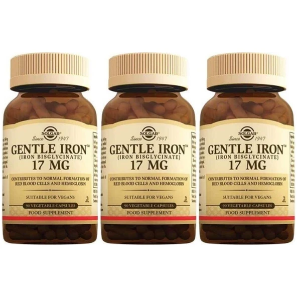 Solgar Gentle Iron 17 Mg 90 Kapsül 3 Adet ürün görseli 1