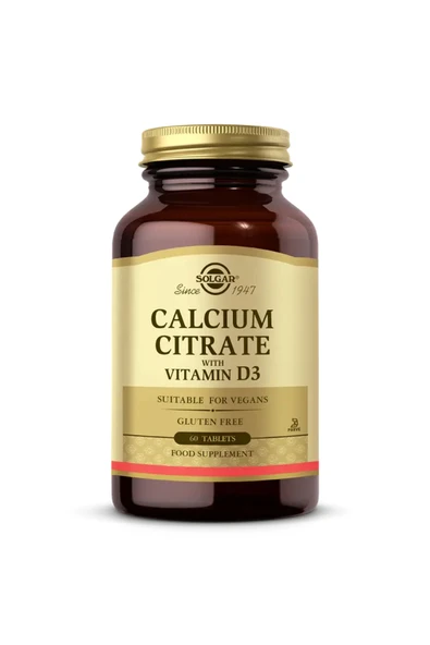 Solgar Calcium Citrate with Vitamin D3 (Kalsiyum Sitrat ve Vitamin D3) 60 Tablet ürün görseli 1