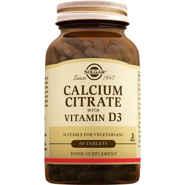 Solgar Calcium Citrate Vitamin D3 60 Tablet (Kalsiyum Sitrat) ürün görseli 1