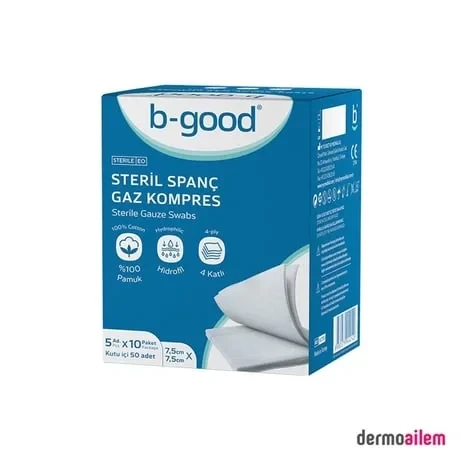 B-GOOD STERİL SPANÇ KOMPRES 7,5*7,5 50'Lİ ürün görseli 1