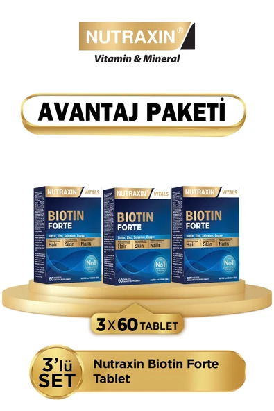 Biotin Forte 5.000 Mcg 60 Tbl 3 Lü Paket - Biyotin, Çinko, Selenyum, Bakır ürün görseli 1