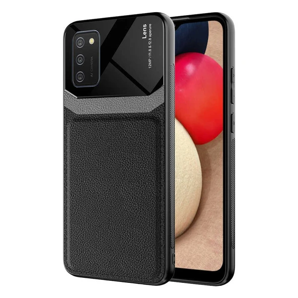 Galaxy A02S Kılıf Deri Görünümlü Tasarım Sert Arka Kapak ürün görseli 1