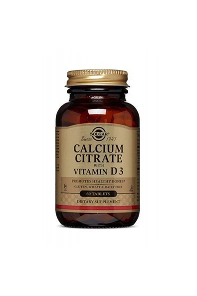 Solgar Calcium Citrate With Vitamin D3 250 Mg 60 Tablet ürün görseli 1
