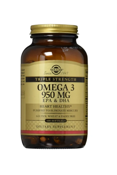 Solgar Omega-3 950mg 100 Softgels Vitamin ürün görseli 1