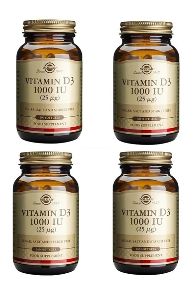 Solgar Vitamin D3 1000ıu 100 Kapsül 4 Adet ürün görseli 1