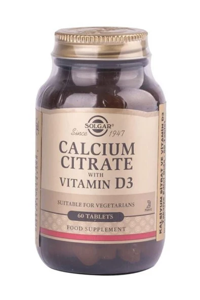 Solgar Calcium Citrate With Vitamin D3 60 Tablet ürün görseli 1