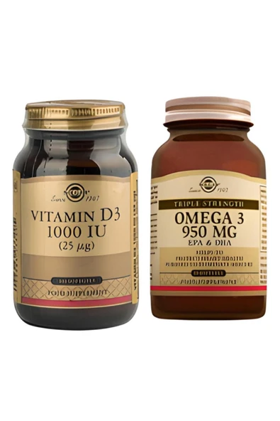 Solgar Vitamin D3 1000ıu Yumuşak 100 Kapsül & Omega 3 950 Mg 50 Kapsül ürün görseli 1