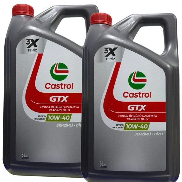 Castrol GTX Ultraclean 10W-40 Sentetik Motor Yağı 2 X 5 L - Benzin Dizel ürün görseli 1