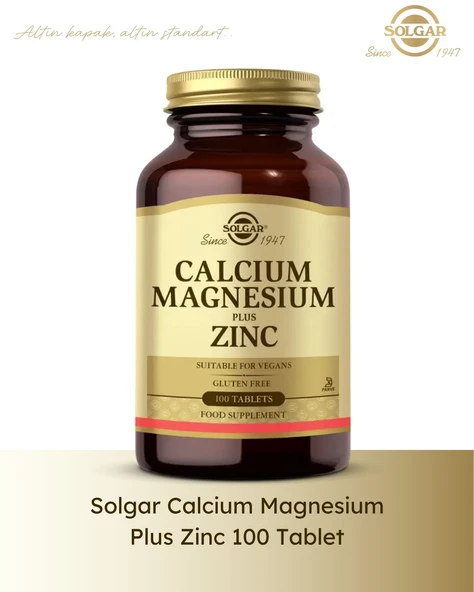 Solgar Calcium Magnesium Plus Zinc 100 Tablet - Resim 3