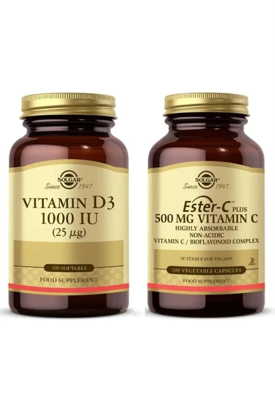Solgar Vitamin D3 1000 Iu 100 Tablet+ Ester-c 500 Mg 100 Kapsül ürün görseli 1