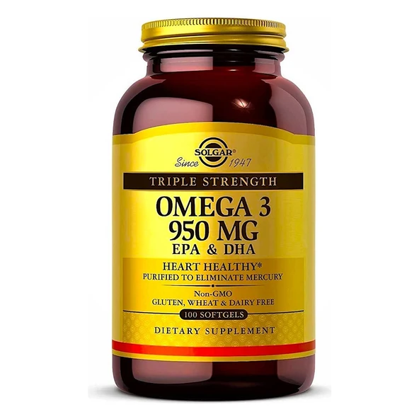 Solgar, Omega-3, Epa & Dha, Triple Strength, 950 Mg, 100 Softgels ürün görseli 1