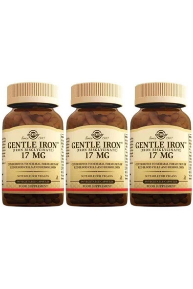 Solgar Gentle Iron 17 Mg 90 Kapsül 3 Adet ürün görseli 1