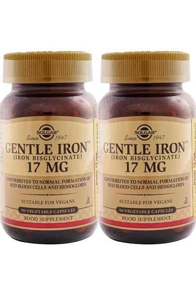 Solgar Gentle Iron 17mg 90 Kapsül 2 Adet ürün görseli 1