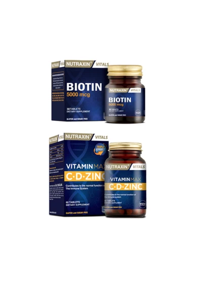 Vitamin Max ( C Vitamini ,d Vitamini Ve Çinko Takviyesi ) 60 Tablet + Biotin 5000 Mcg 30 Tablet ürün görseli 1