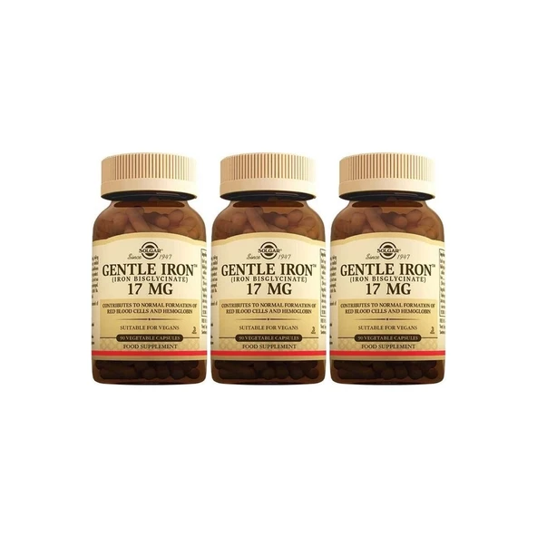 Solgar Gentle Iron 17 Mg 90 Kapsül 3 Adet ürün görseli 1