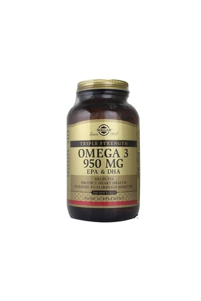 Solgar Omega 3 950 Mg 100 Softgel Kapsül ürün görseli 1