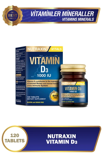 Nutraxin D3 Vitamin 1000 IU 120 Tablet ürün görseli 1